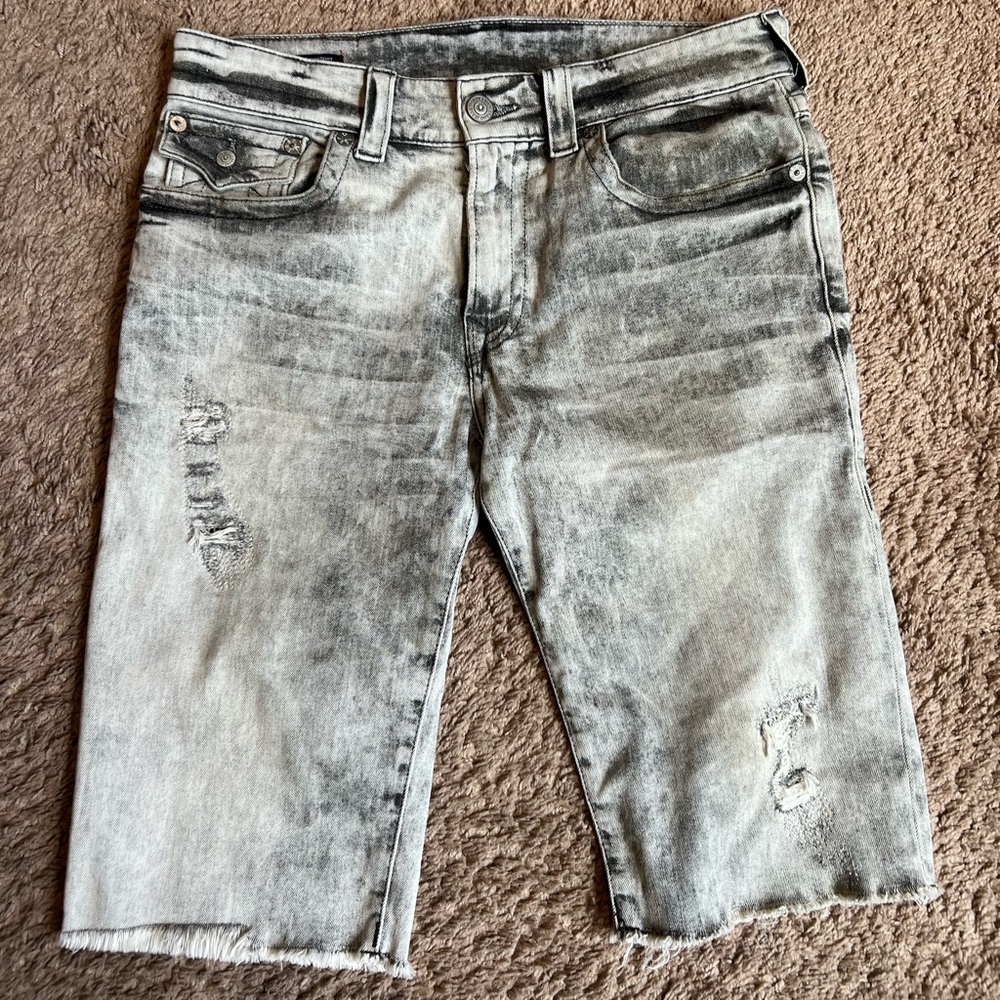 True Religion Black and Gray Jean Shorts